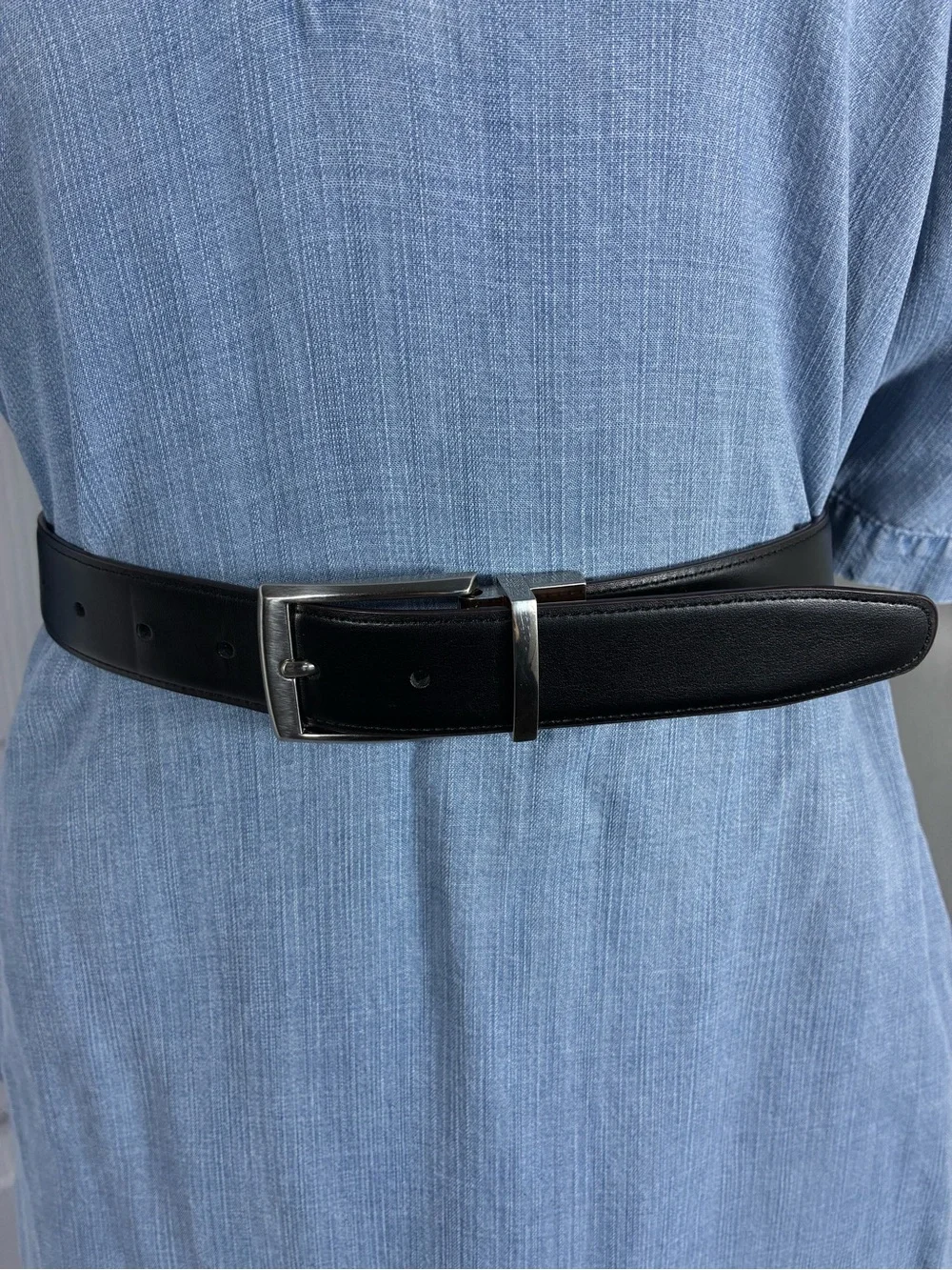 An original Penguin Reversible Mens belt Brown Bonded Leather Silver Buckle